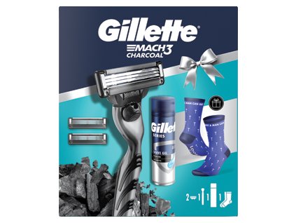 Gillette Mach3 Gift Set for Men (Gillette Mach3 Razor + 2 Replacement Heads + Cleansing Shaving Gel 200ml + Socks)