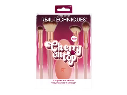 REAL TECHNIQUES Cherry On Top Basic Set 4 Brushes + 2 Travel Cases