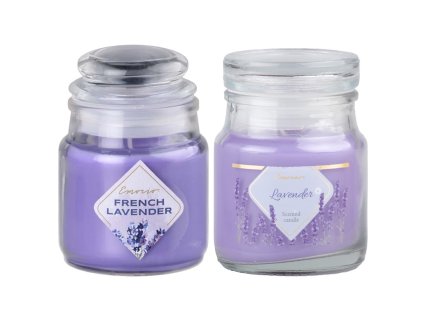 Emocio scented candle in glass Lavender with glass lid 57x85mm