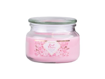 Emocio Glass with glass lid Pink Flower scented candle 100x79 mm