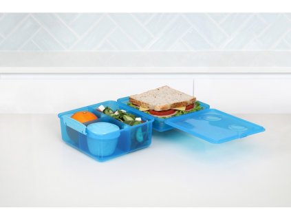 Sistema Lunch Cube Max Divided Snack Box with Yogurt Container with Double Lid 2 L, Mixed Colors