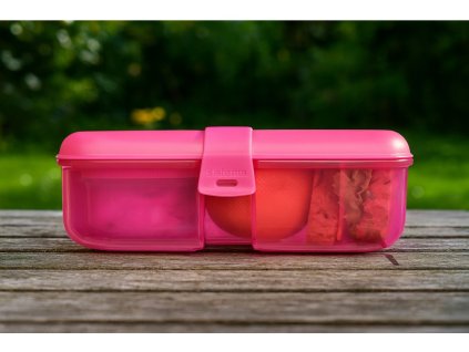 Sistema Lunch Ribbon Divided Snack Box with Yogurt Container 1.1 l, Pink