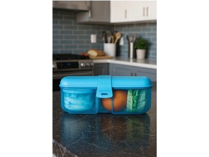Sistema Lunch Ribbon Divided Snack Box with Yogurt Container 1.1 l, Blue