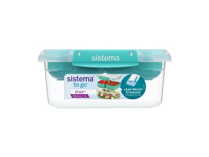 Sistema Divided waterproof food box To Go STAX 1 l, green