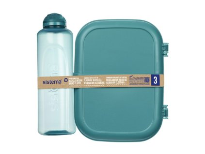 Sistema Ocean Bound Lunch Box Set - Ribbon Lunch Box 1.1 l and Swift Bottle 480 ml, green