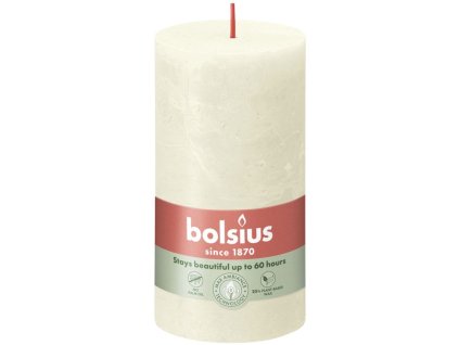 Bolsius cylinder candle Rustic Shine Soft Pearl cream 68x130mm