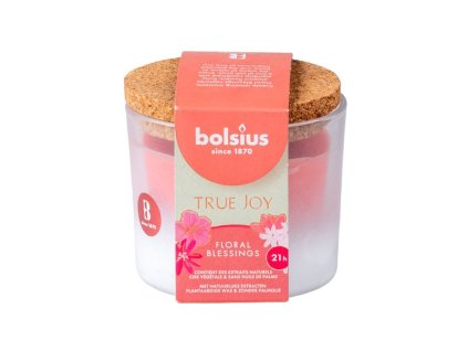 Bolsius Scented candle in glass with cork lid, 80x75mm, True Joy Floral Blessings