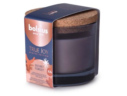 Bolsius Scented candle in glass with cork lid, 80x75mm, True Joy Secret Forest