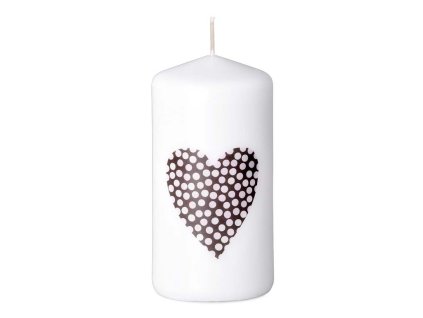 Cylinder Heart with polka dots candle 60 x 120 mm