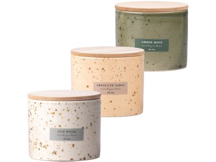 Scented ceramic candle with wooden lid, mix of colors, 110x80mm