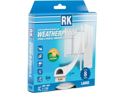 Window and door seals EPDM - D-profile, white 6 m