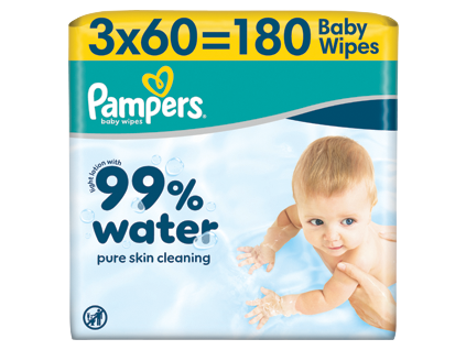 Pampers wipes (3x60/fol) Aqua zero plastic