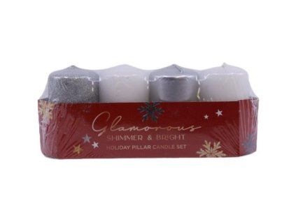 Bartek candle glamorous - silver 4pcs 40x70mm 250g
