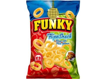 Funky flips snack rings with pizza flavor 80g