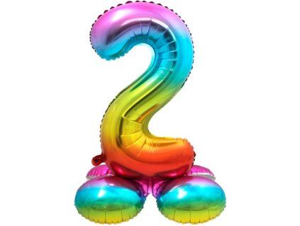 Foil balloon stand 72 cm "2" rainbow 1 pc
