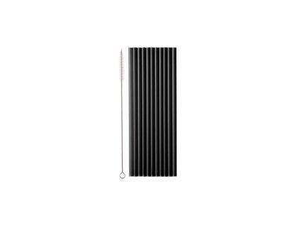 Plastic straws, black, 12 pcs.