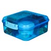 Sistema Lunch Bento Cube Divided Snack Box with Yogurt Container and 2 Trays 1.25 L, Blue