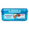 Sistema Lunch Bento Cube Divided Snack Box with Yogurt Container and 2 Trays 1.25 L, Blue
