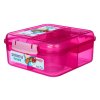 Sistema Divided Lunch Bento Cube Snack Box with Yogurt Container and 2 Trays 1.25 L, Pink