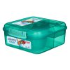 Sistema Lunch Bento Cube Divided Snack Box with Yogurt Container and 2 Trays 1.25 L, Mint