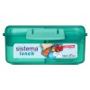 Sistema Lunch Bento Cube Divided Snack Box with Yogurt Container and 2 Trays 1.25 L, Mint