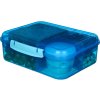 Sistema Divided Lunch Bento Snack Box with Yogurt Container and 2 Trays 1.65 L, Blue