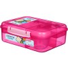 Sistema Divided Lunch Bento Snack Box with Yogurt Container and 2 Trays 1.65 L, Pink