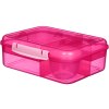 Sistema Divided Lunch Bento Snack Box with Yogurt Container and 2 Trays 1.65 L, Pink