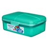 Sistema Lunch Quaddie 1.5 l divided snack box with 3 hinged compartments in the lid and a drinking bottle, mint