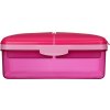 Sistema Lunch Quaddie 1.5 l divided snack box with 3 hinged compartments in the lid and a drinking bottle, pink