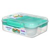Sistema Divided To Go Bento Lunch Box with Yogurt Container and 2 Trays 1.65 L, Mint