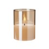 LED candle in glass with timer 75x75x100 mm – smoky