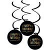Hanging decorations Happy Birthday black gold 3 pcs