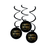 Hanging decorations Happy Birthday black gold 3 pcs