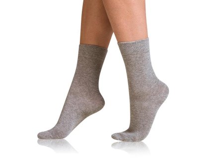 CALZINI COMFORT IN COTONE - Calzini da donna in cotone con orlo confortevole - grigio melange 35 - 38