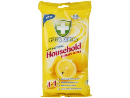 Salviette umidificate antibatteriche Green Shield Household Surface Wipes 4 in 1, 50 pezzi