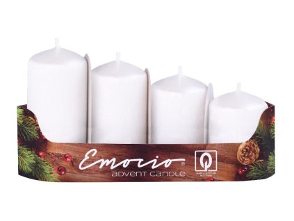 Emocio Advent Tiers 4 pezzi 40 mm Candele bianche perla graffiate
