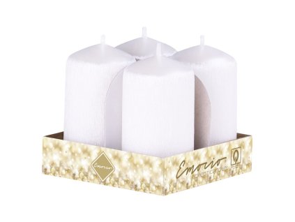 Emocio Cilindro dell'Avvento 4 pezzi 40x75 Candele bianco perla graffiate