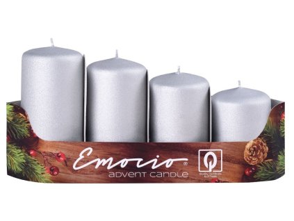 Candele dell'Avvento Emocio 4 pezzi diam. 40mm candele esclusive argento opaco
