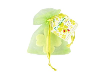 Sapone portafortuna a forma di quadrifoglio in sacchetto di organza da 20 g