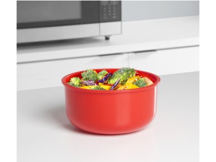 Sistema Contenitore rotondo per alimenti riscaldabili al microonde 915 ml, rosso