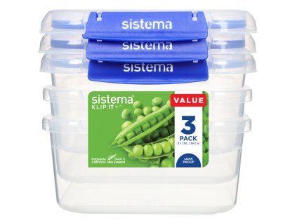 Sistema Set di 3 contenitori per alimenti impermeabili CLIP IT PLUS 2 clip 1,15 l