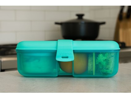 Sistema Lunch Ribbon Diviso Snack Box con Contenitore per Yogurt 1,1 l, Menta