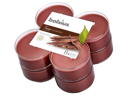 Bolsius Aromatic 2.0 Candele profumate Maxi 8 pezzi, legno di Oud