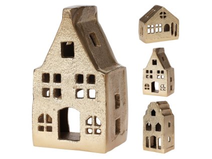 Portacandele in alluminio per lumini, mix di case, oro