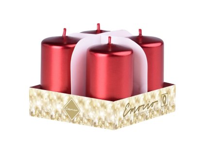 Emocio Cilindro dell'Avvento 4 pezzi 38x60 Candele rosse in metallo