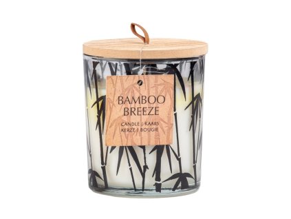 Candela profumata in vetro con coperchio in legno, bambù, trasparente, nero, 88x100mm