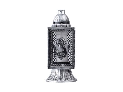 Lanterna cimiteriale 31 cm inserto 60g 16h. Maria, argento