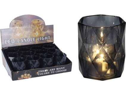 Candela LED in acrilico, grigio 47x57mm