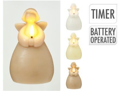 Candela angelo LED – cera/polipropilene con timer